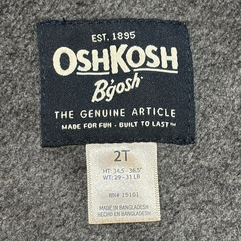 Oshkosh B’Gosh Toddler Boys Red Navy Blue Fleece Lined Full Zip Jacket Coat 2T